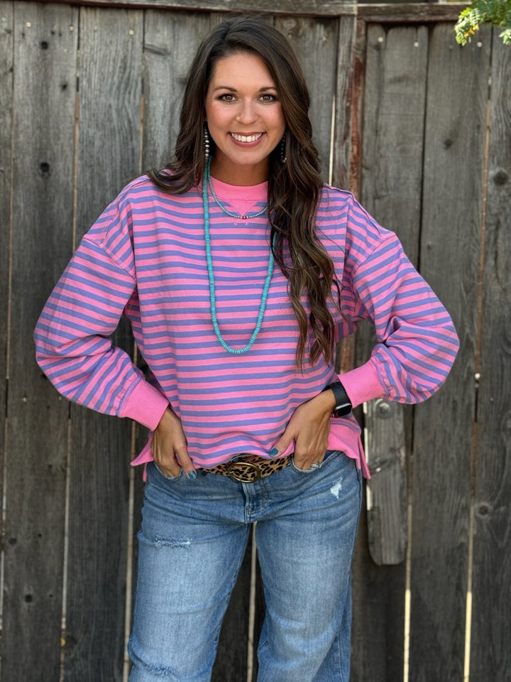 Olivia Pink & Purple Striped Top