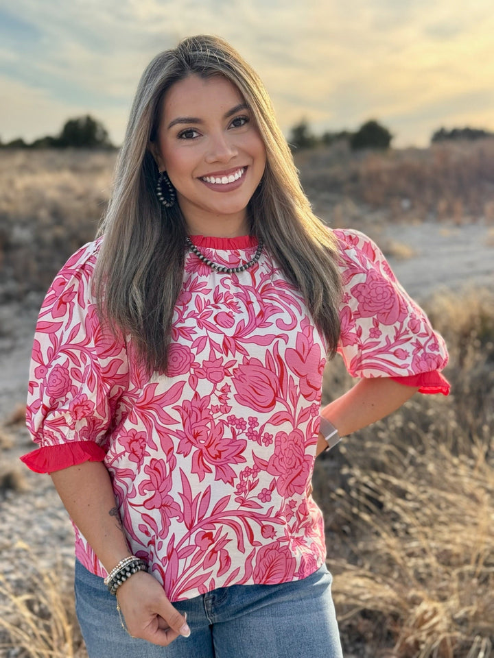 Dalia Pink Floral Blouse