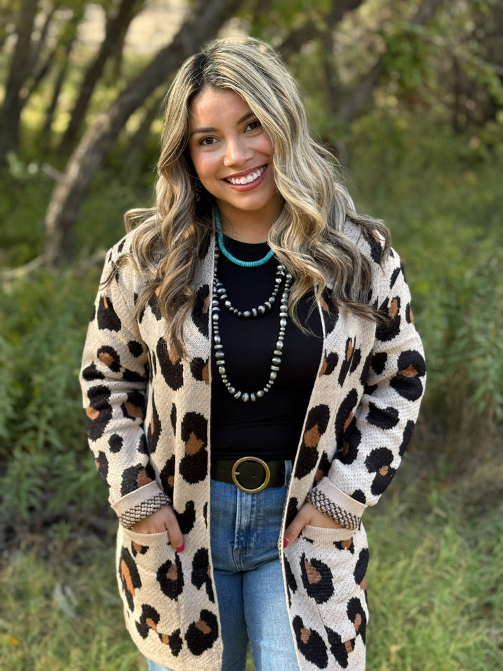 Michelle Leopard Cardigan
