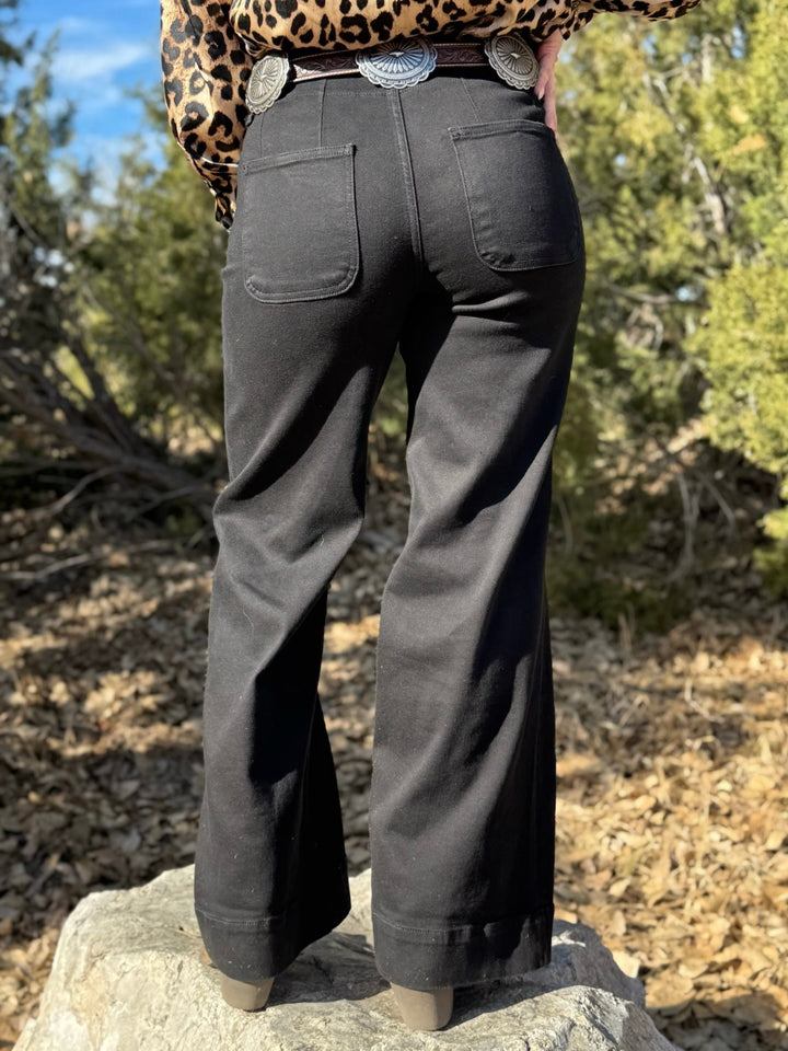 Natalia Black Wide Leg Jean by Risen