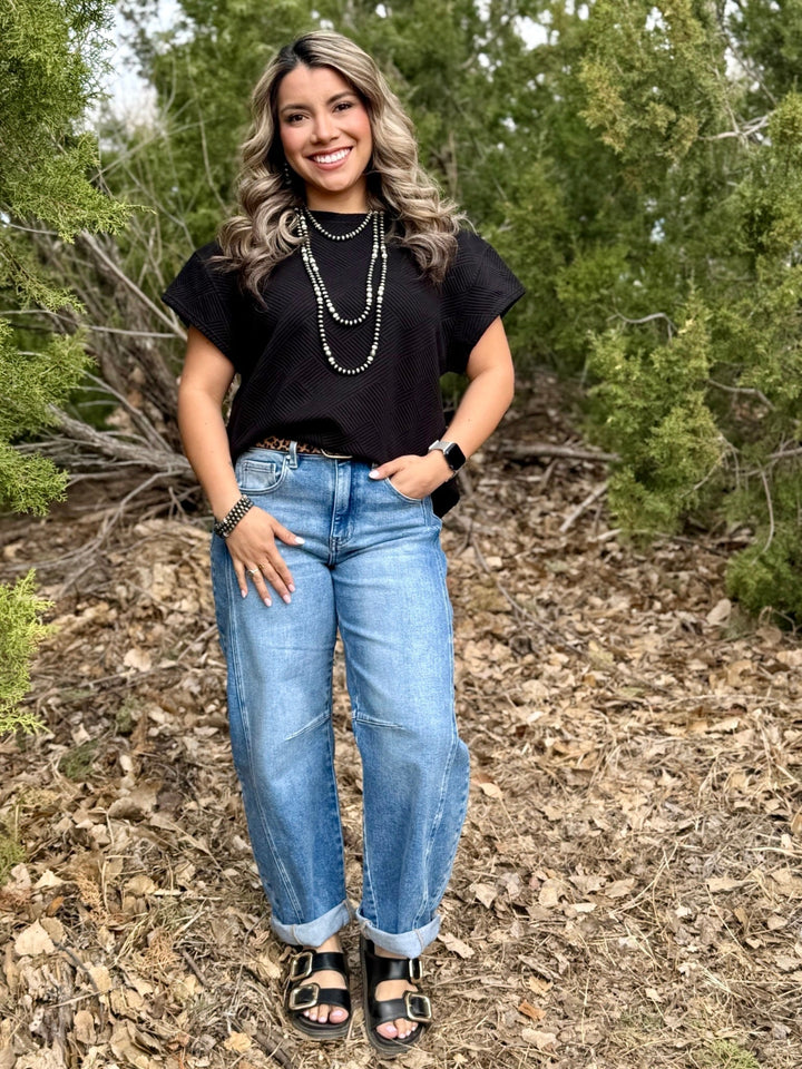 Nova Black Textured Top