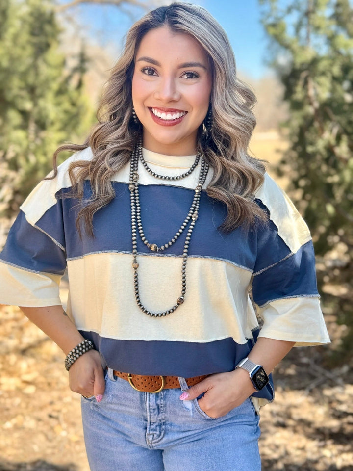 Romy Cream Striped Top