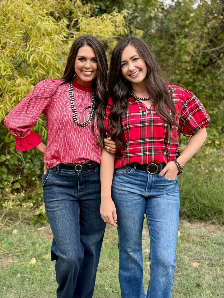 Chloe Red Plaid Top