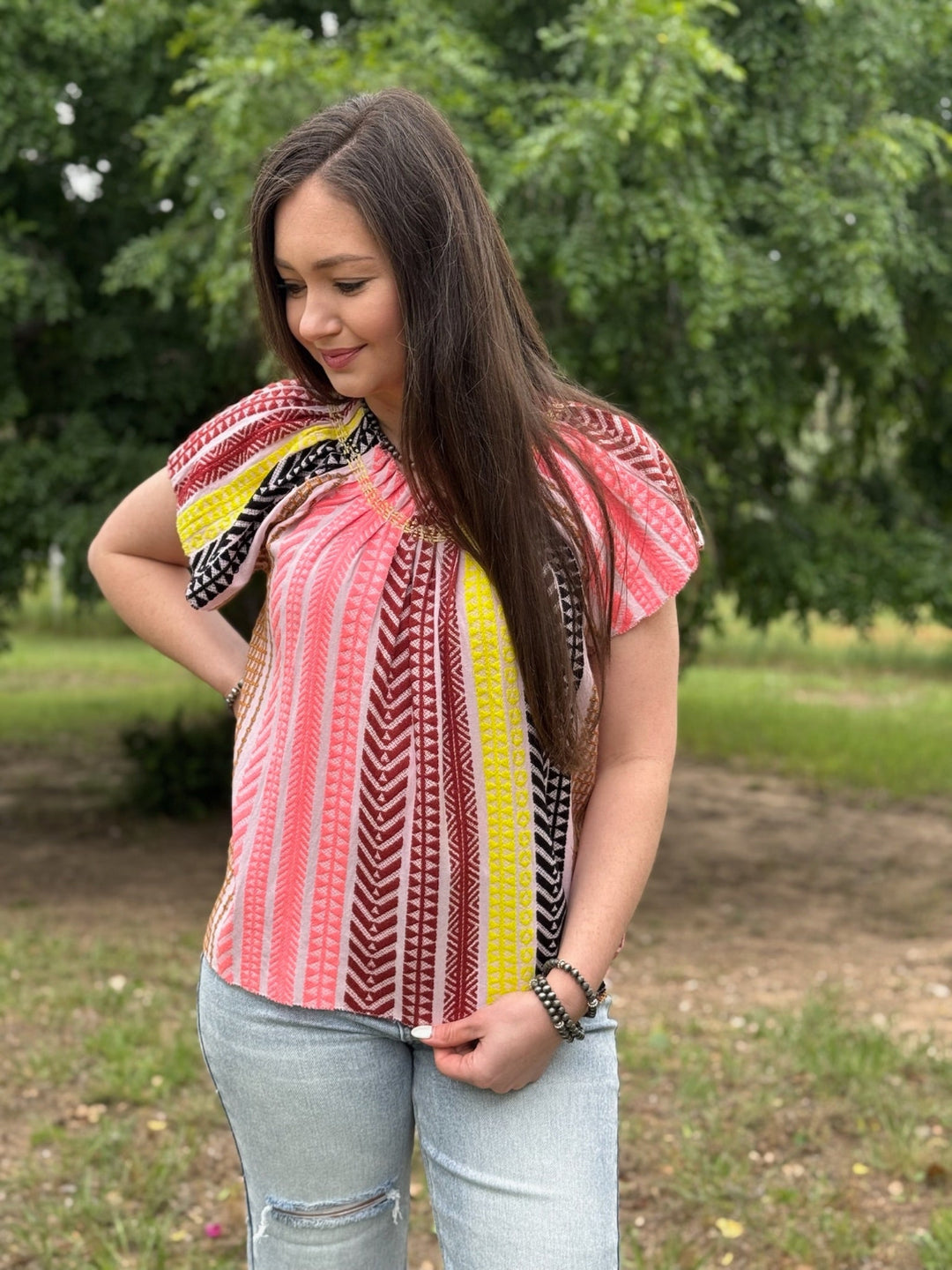 Tribal Pattern Peasant Top by Ivy Jane