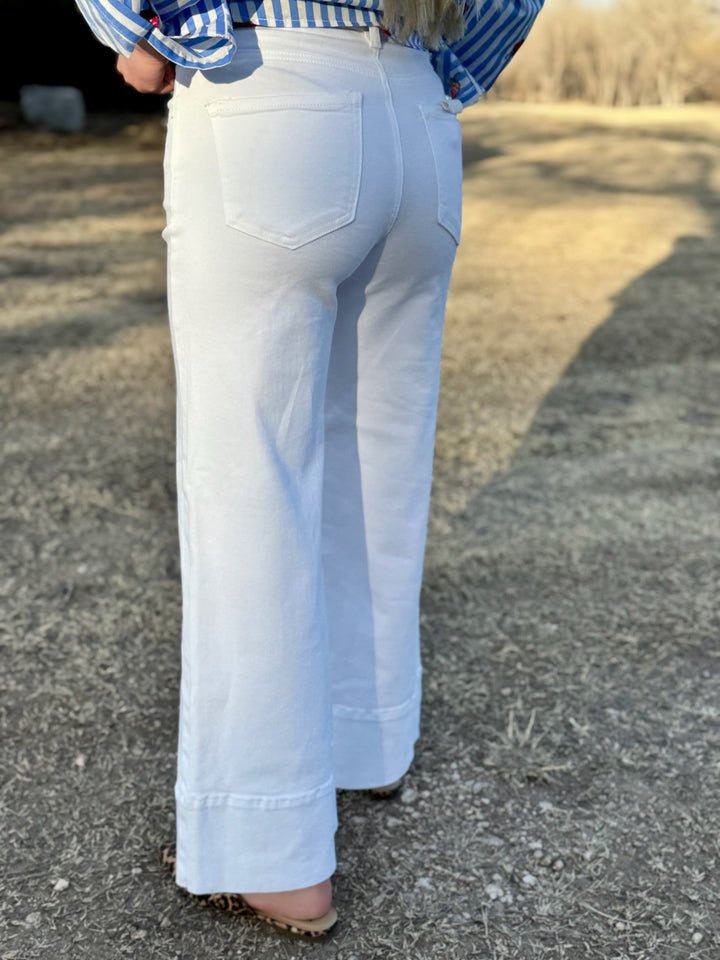 Kaslyn White Wide Leg Jean by Risen
