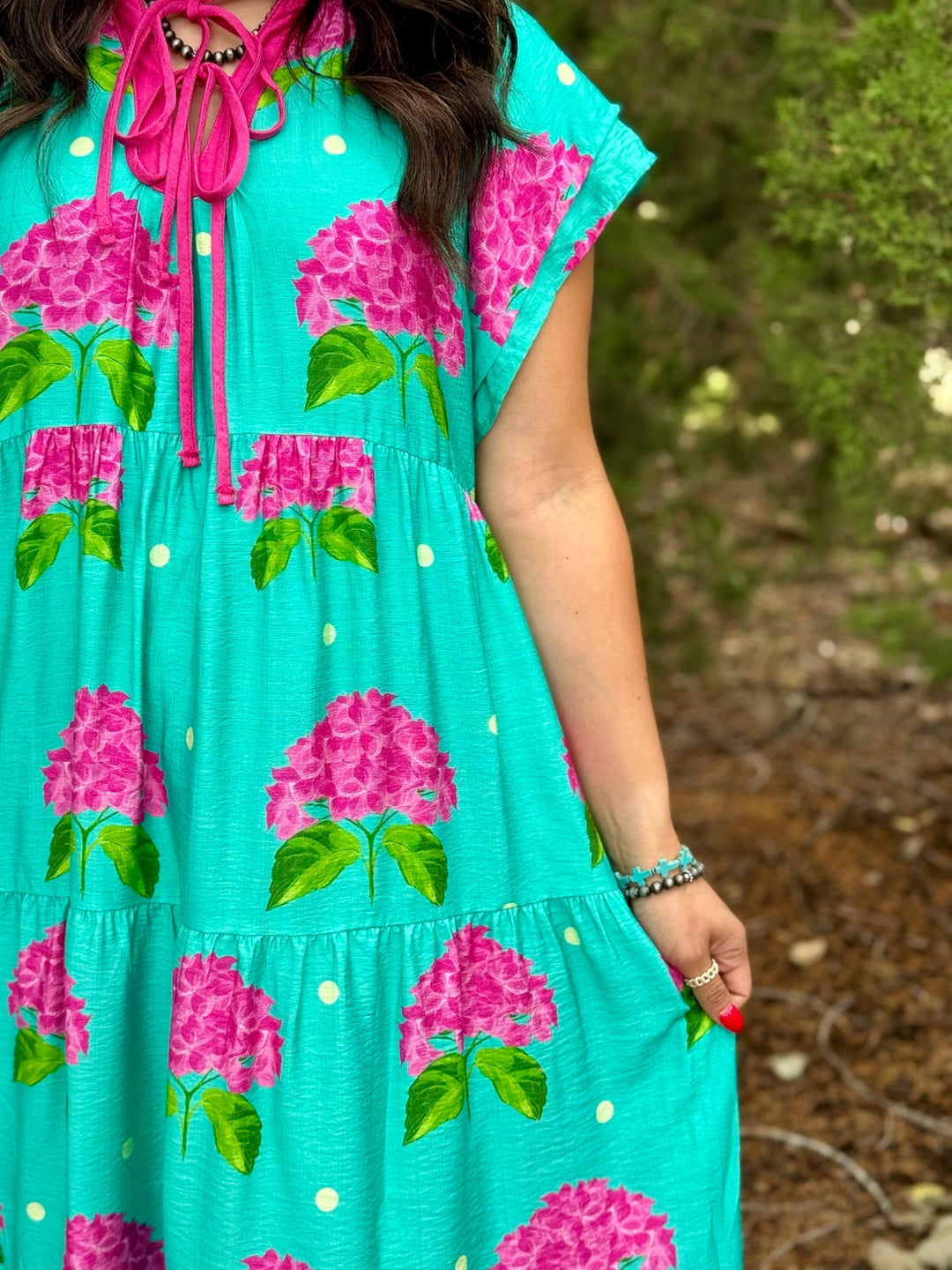 Hydrangea Print Midi Dress