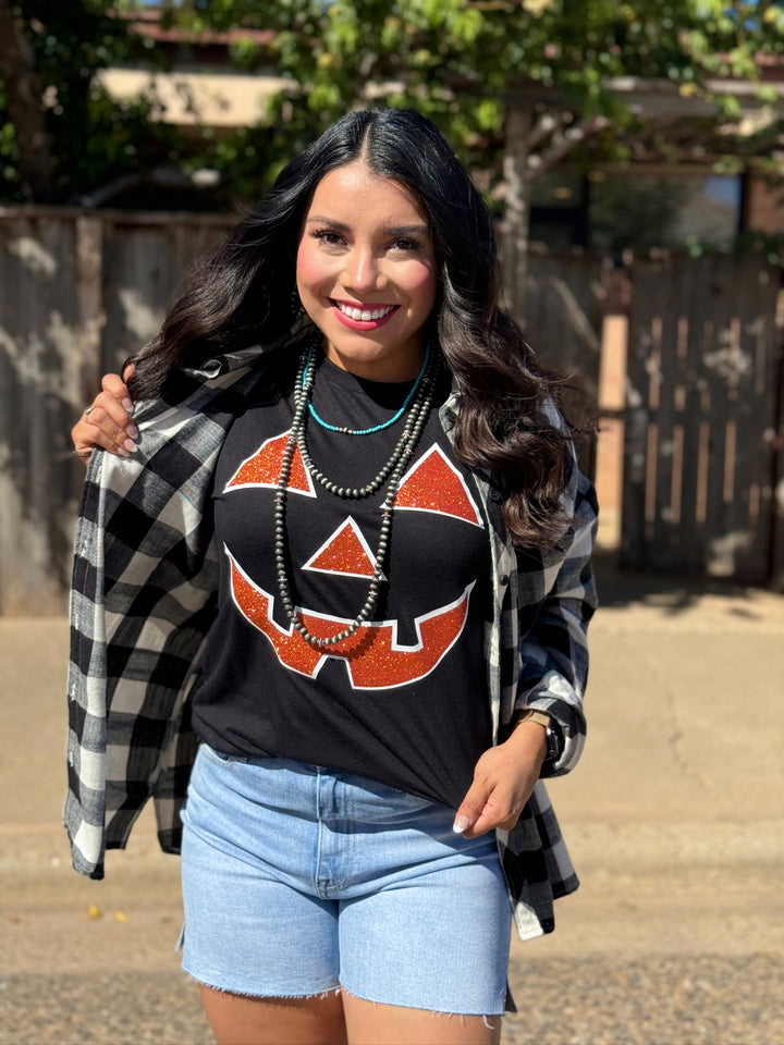 Glitter Jack O' Lantern Graphic Tee by Texas True Threads