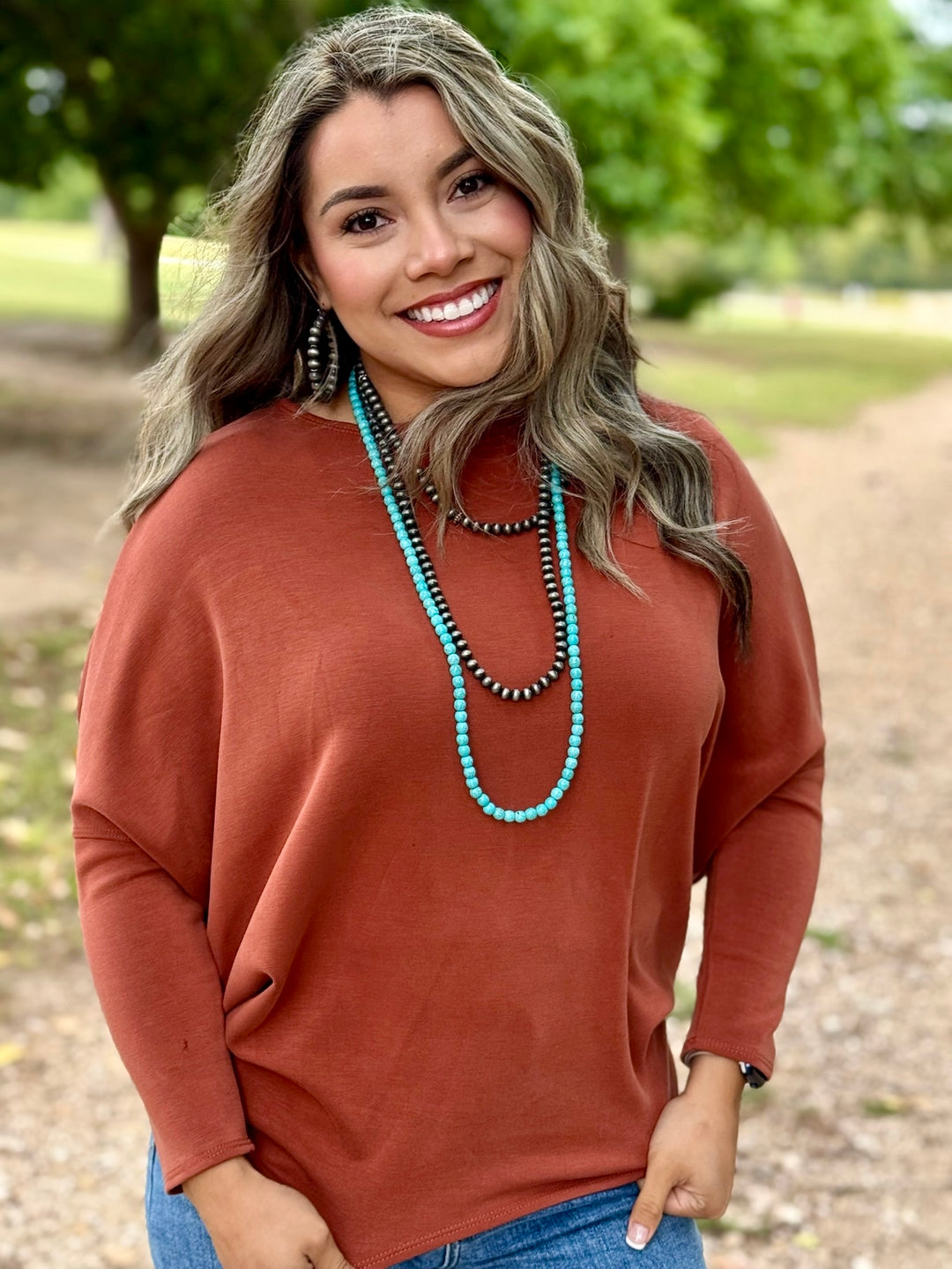 Colleen Rust 3/4 Sleeve Top