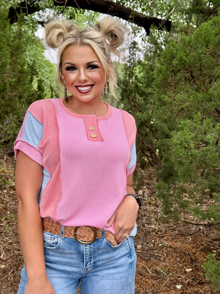 Bubblegum Pink Ribbed Top