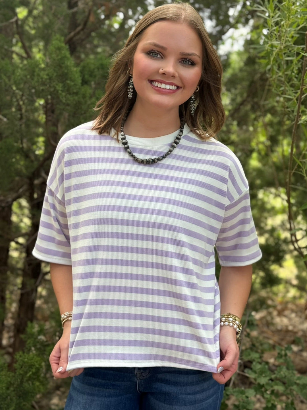 Melanie Purple Striped Top