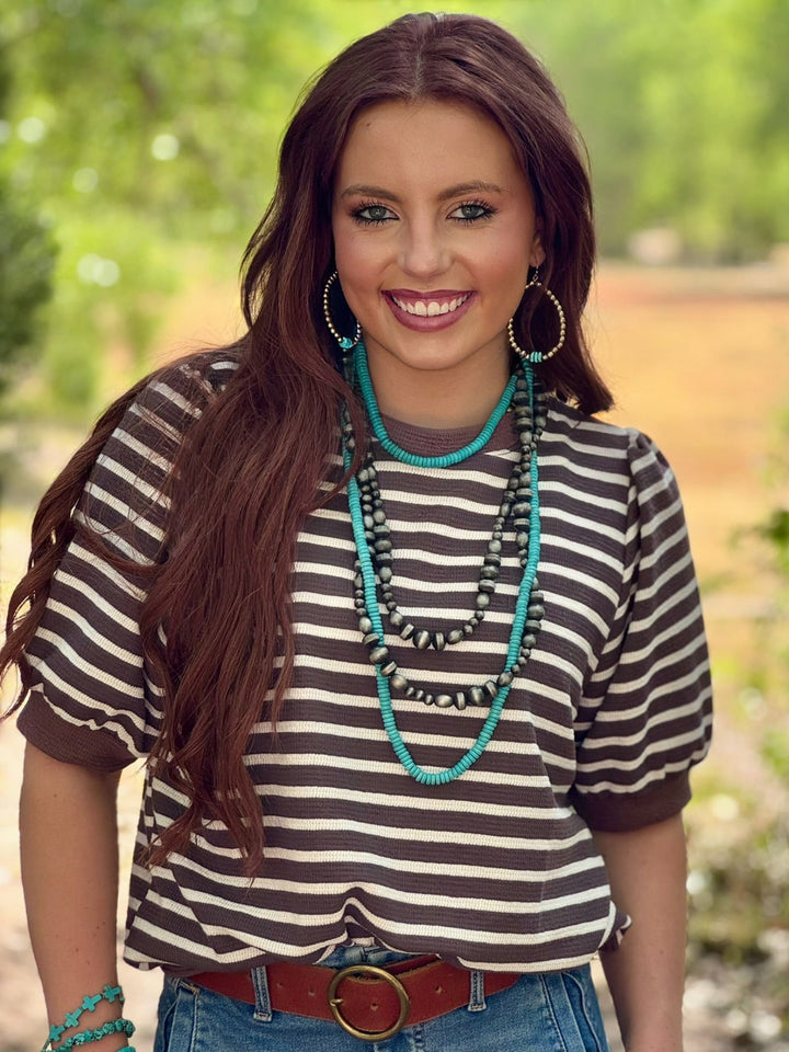 Belinda Brown Striped Top