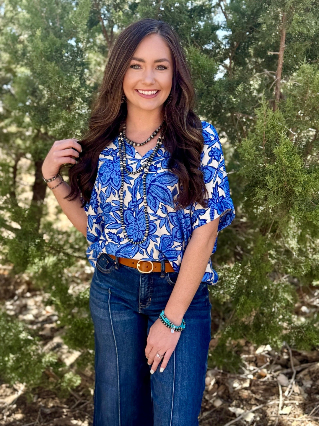 Aster Floral V-Neck Top