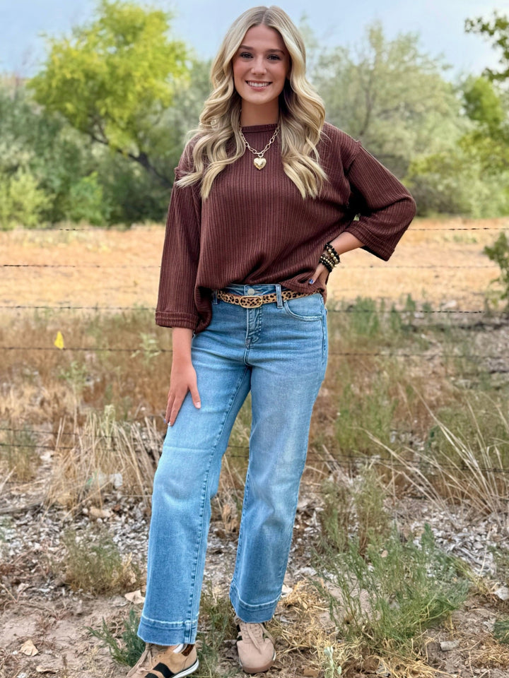 Cashlee Brown Ribbed Sweater