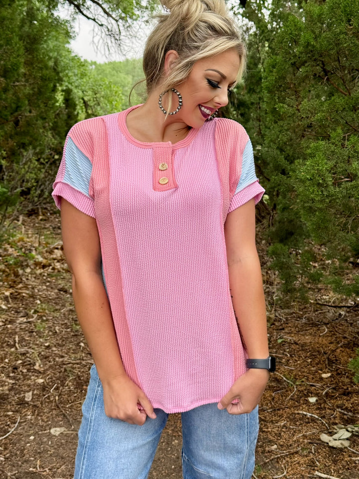 Bubblegum Pink Ribbed Top