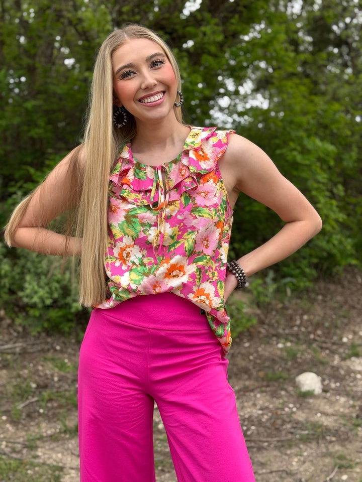 Watercolor Floral Pink Top