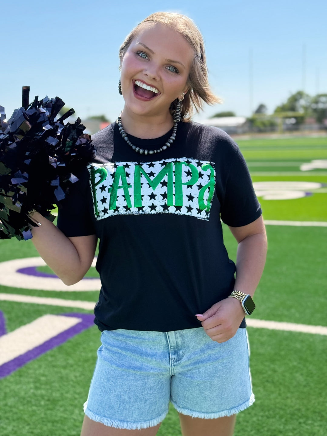 Metallic Puff Mascot with Stars Tee by Texas True Threads