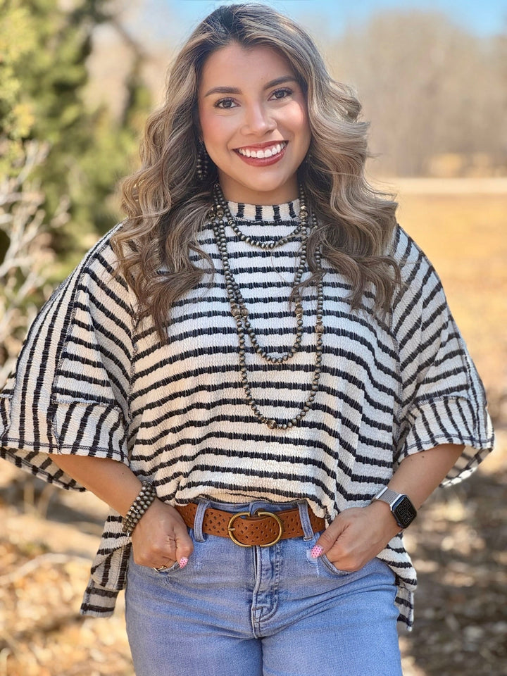 Haiven Navy Striped Top