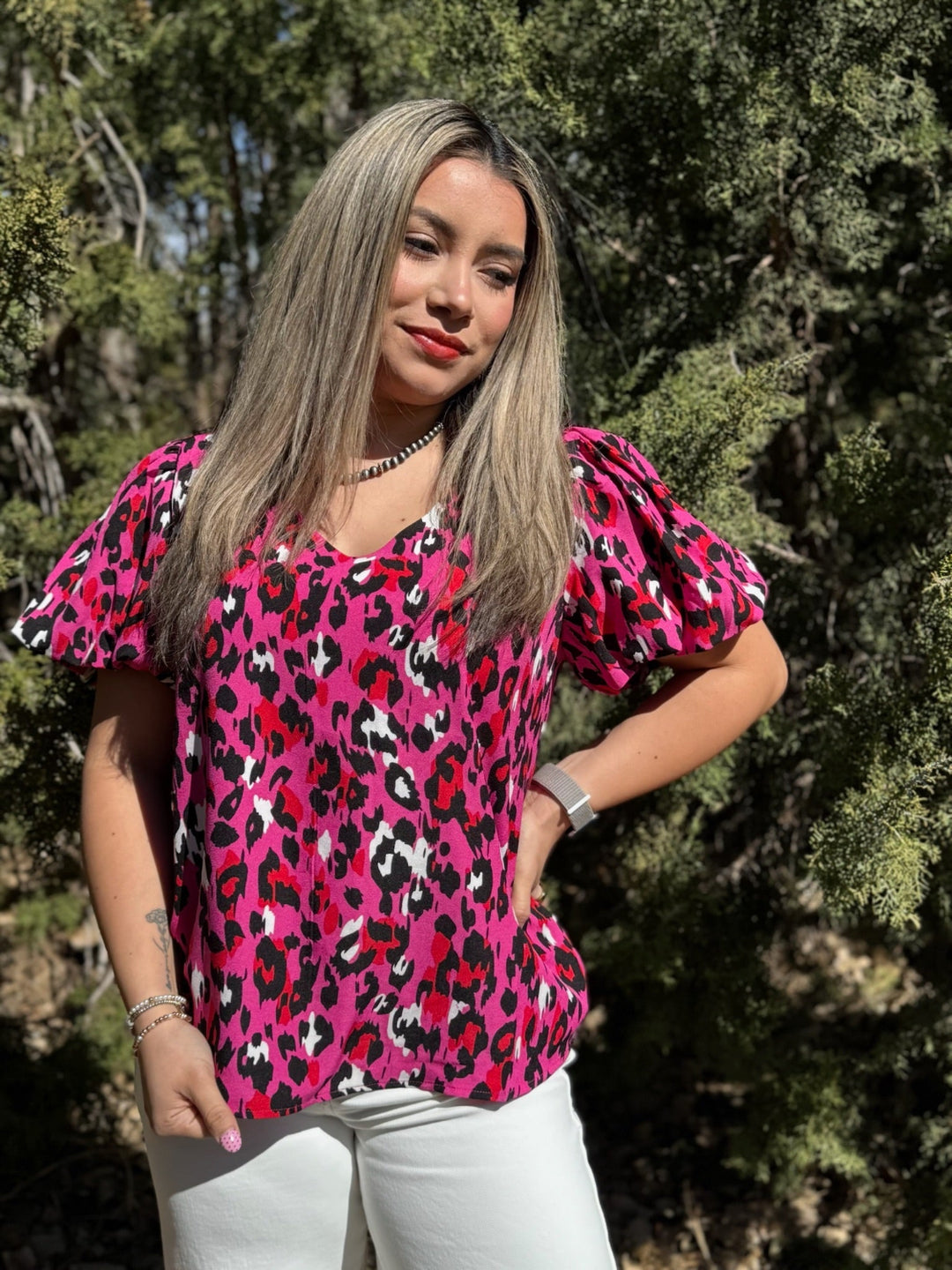 Tammy Pink Leopard Top