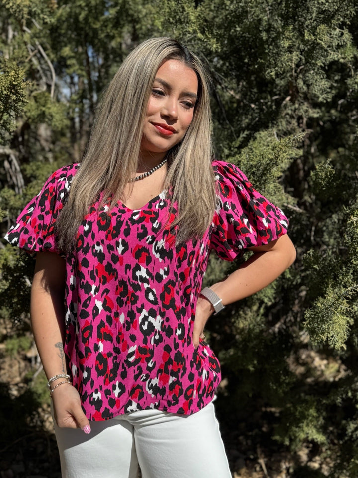Tammy Pink Leopard Top