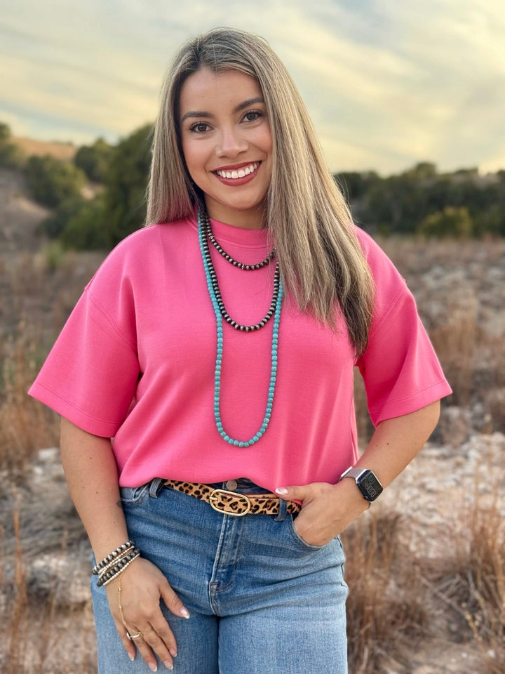 Brantly Pink Scuba Top