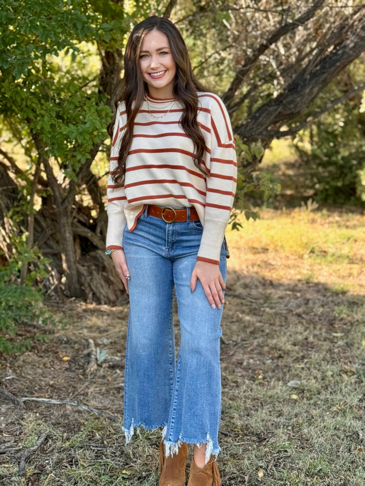 Jaylee Cream & Rust Sweater