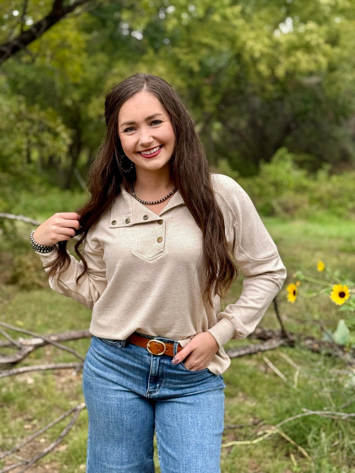 Jentri Beige Striped Pullover