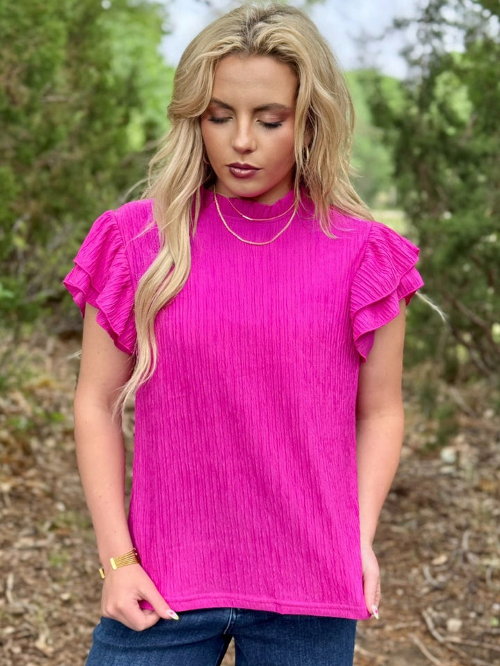 Kassi Pink Crinkle Top