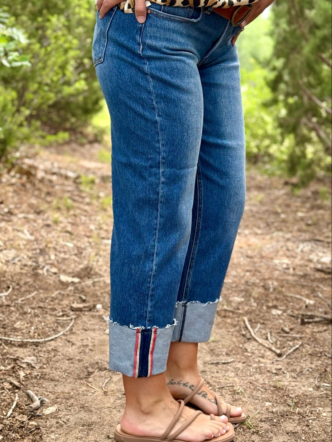 Simone Mid Rise Crop Cuffed Jeans by Risen