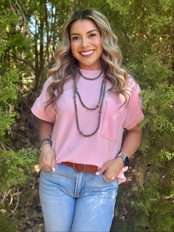 Tamara Pink Textured Top