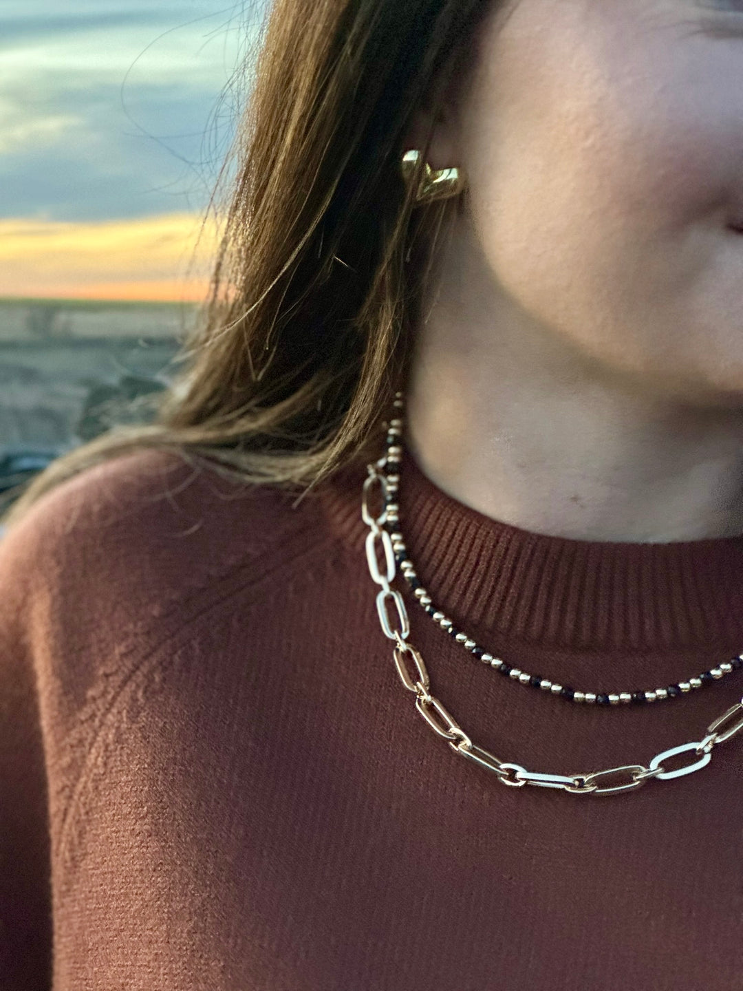 Gracie Black & Gold Chain Necklace