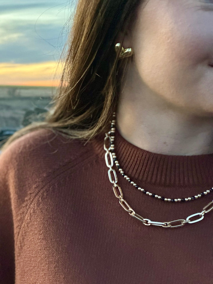 Gracie Black & Gold Chain Necklace