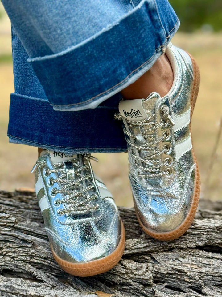 Head's Up Silver Metallic Sneaker by Corkys