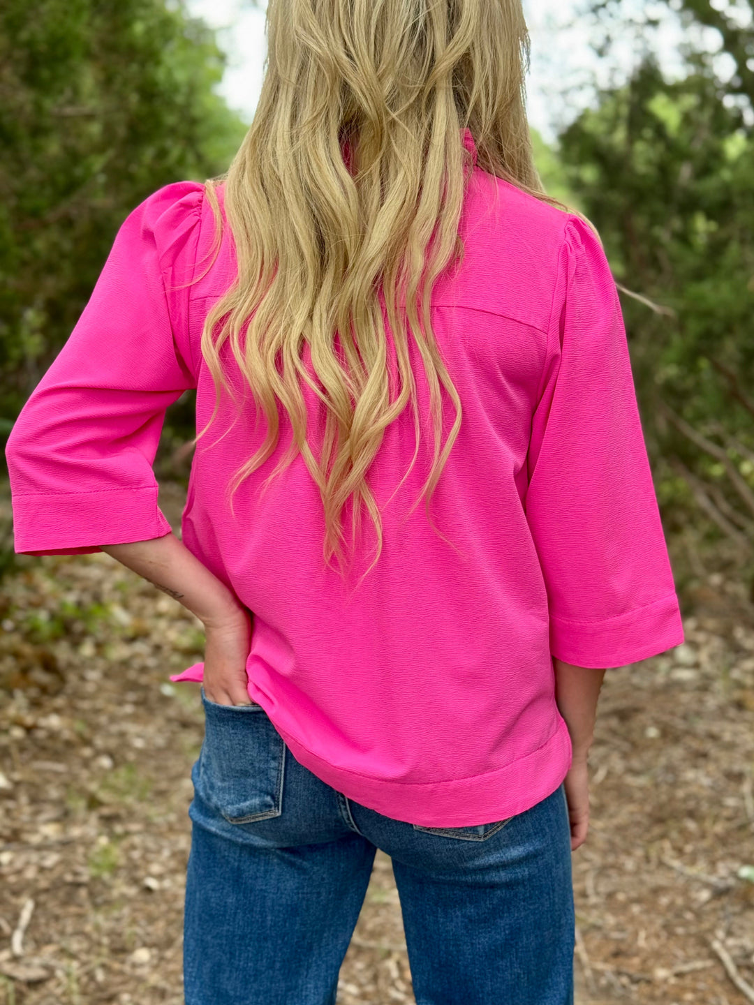 Pink Frills 3/4 Sleeve Top