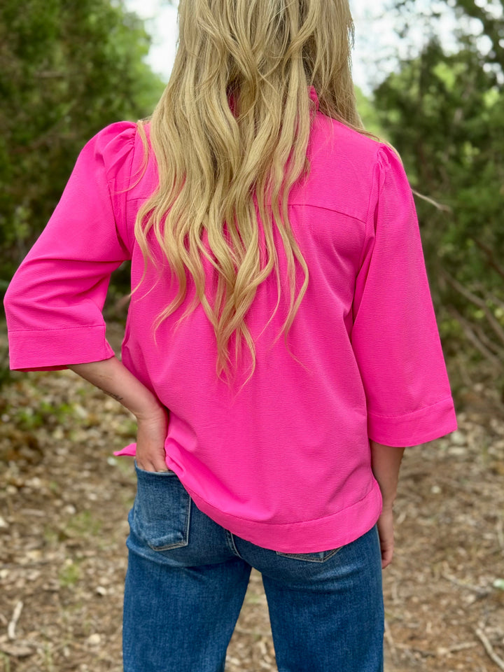 Pink Frills 3/4 Sleeve Top