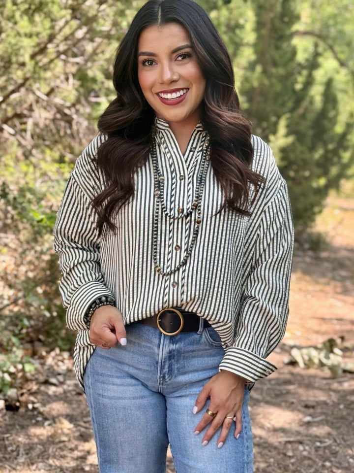 Sandie Black Seer Sucker Top