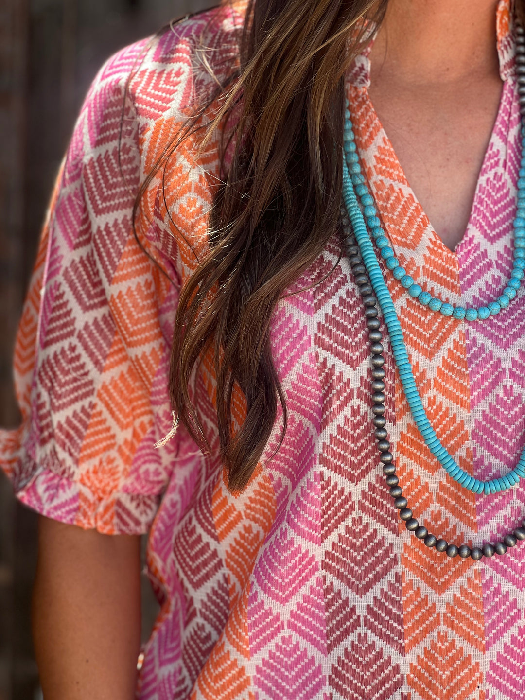 Bailee Pink & Orange Blouse by Ivy Jane