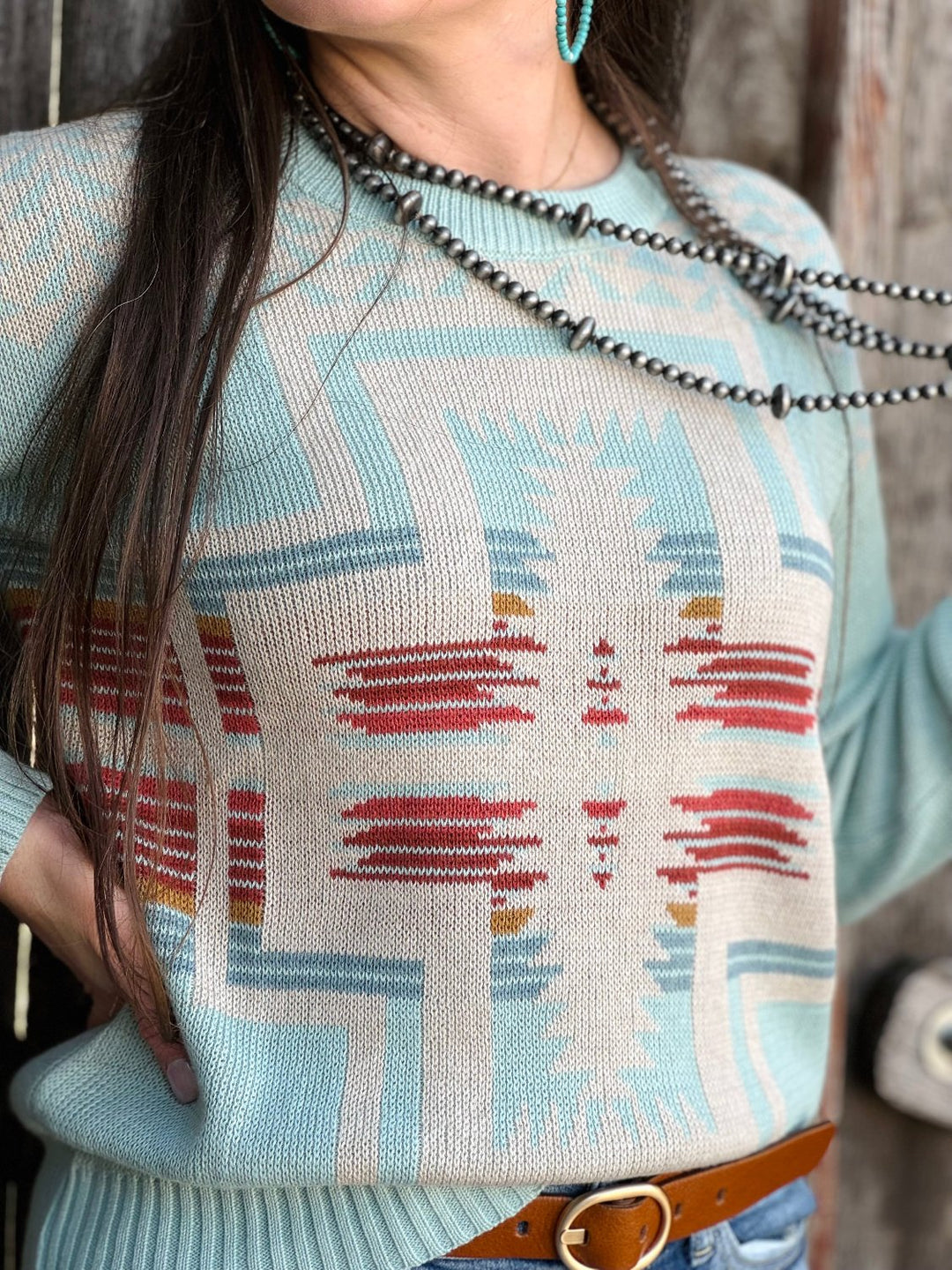 Montera Mint Aztec Sweater by Pendleton