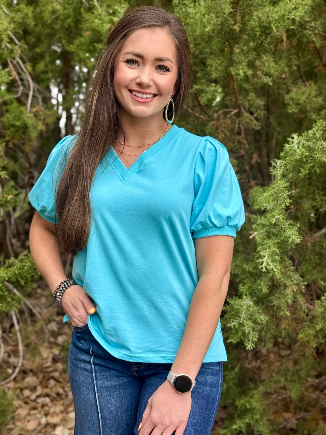 Liza V-Neck Blue Top