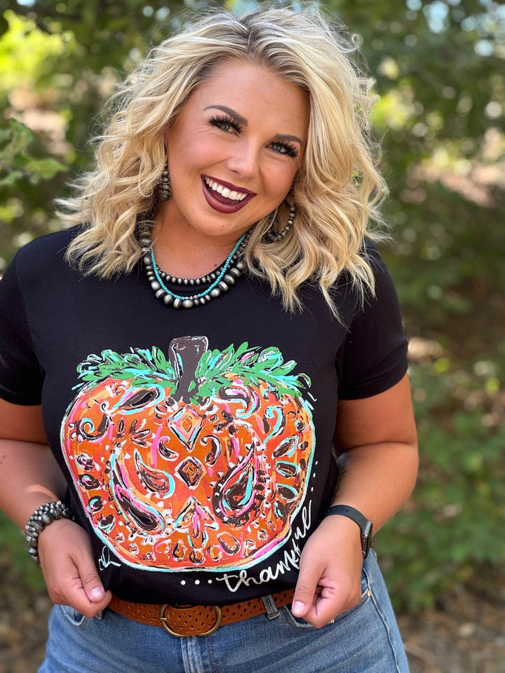 Callie's Thankful Pumpkin Graphic Tee by Texas True Threads