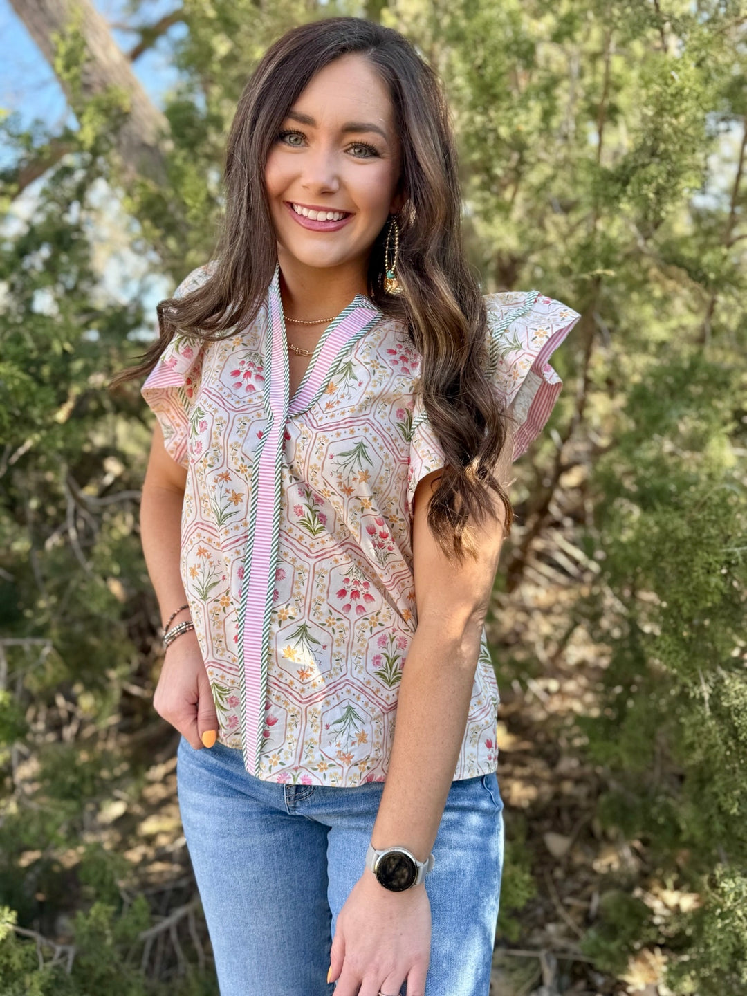 Bridget Floral Ruffle Sleeve Blouse