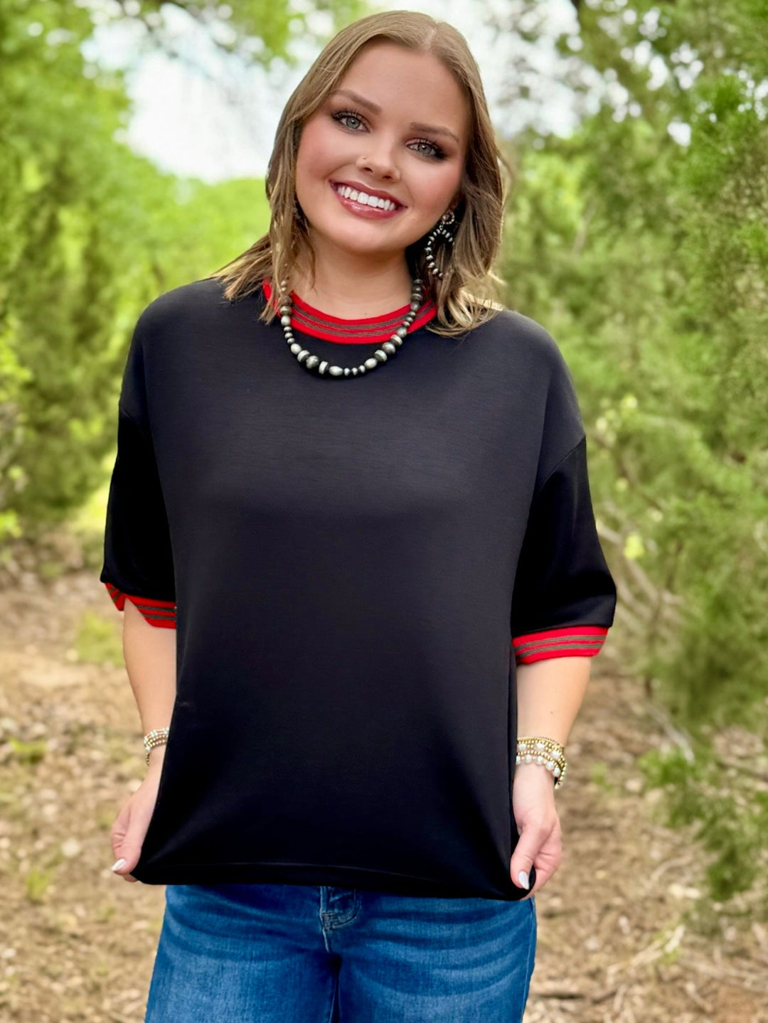 Linah Contrast Black Top