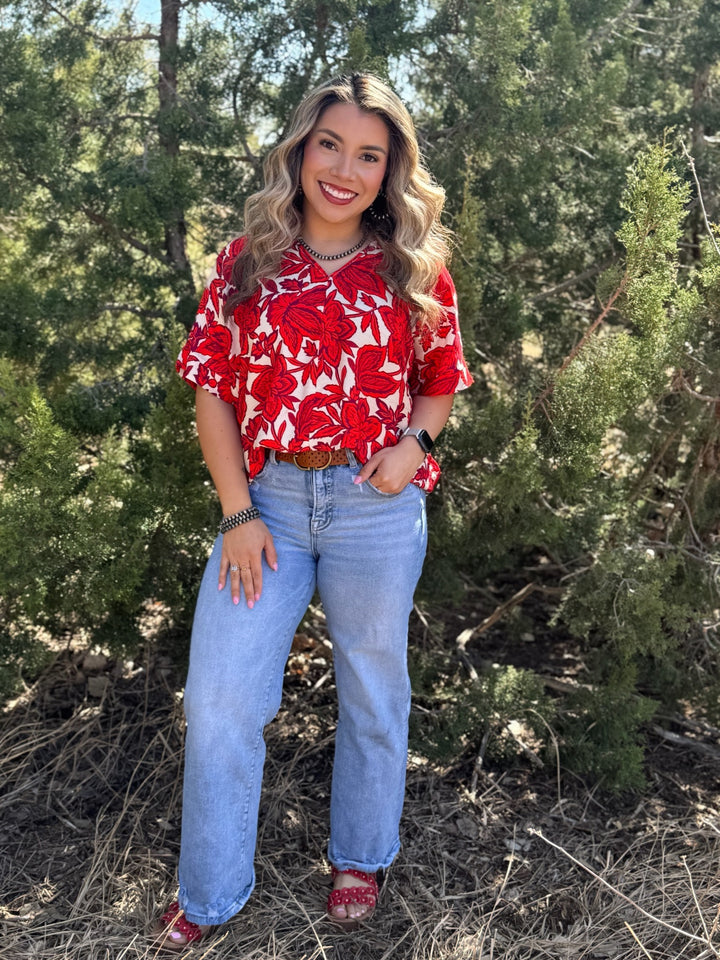 Aster Floral V-Neck Top