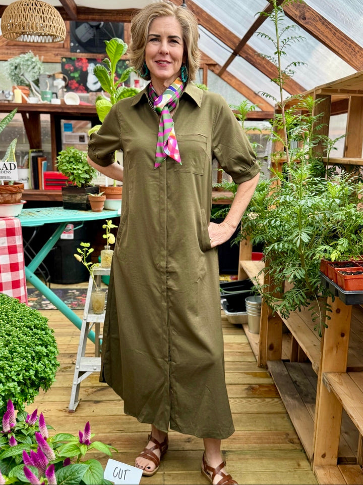 Savannah Olive Midi Dress
