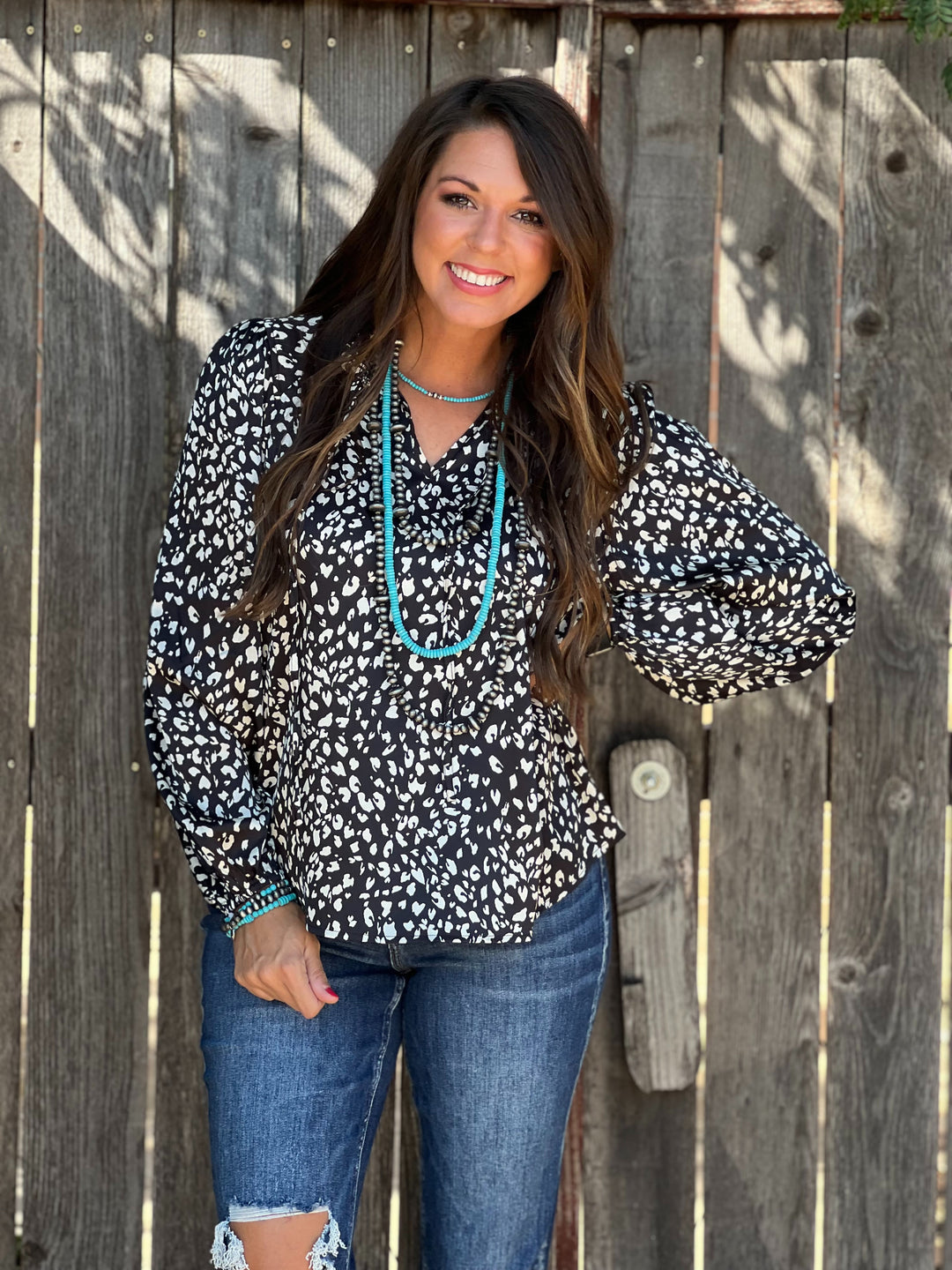 Paige Black Leopard Blouse