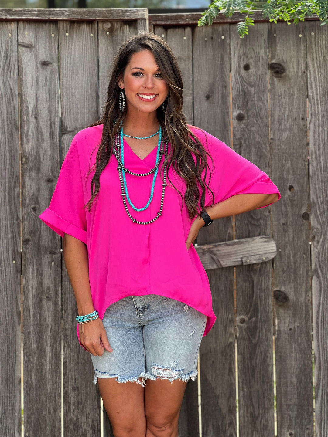 Dawn Hot Pink Silky Blouse