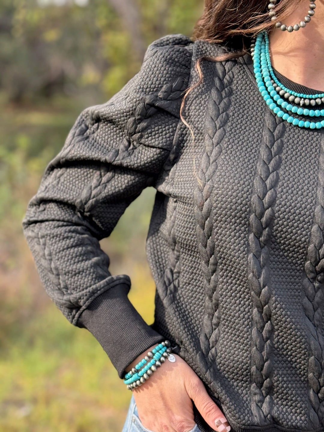 Krista Black Textured Top