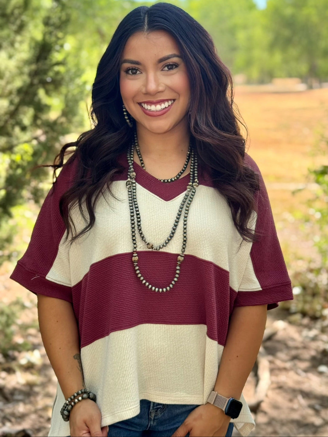 Cooper Wide Stripe V-Neck Top