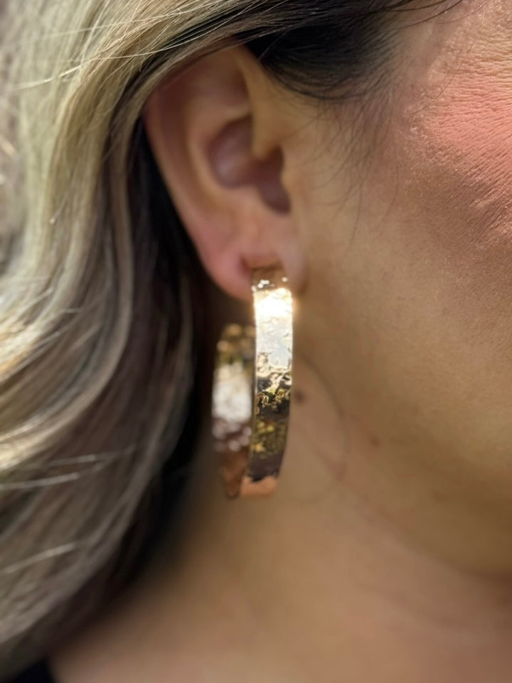 Hammered Gold Hoop Earrings