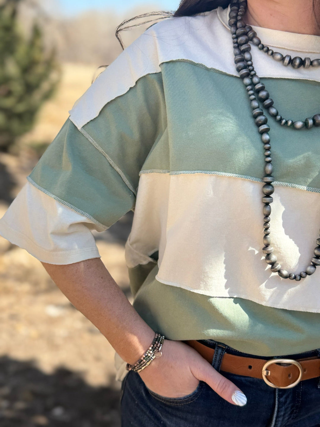 Romy Cream Striped Top