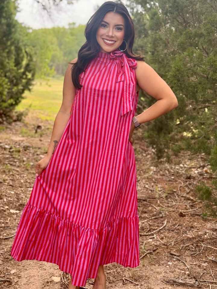 Paradise Red Stripe Maxi Dress